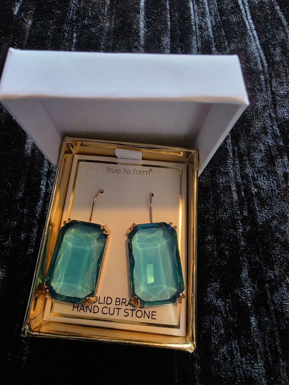 Teal Faceted Glass Drop Earrings